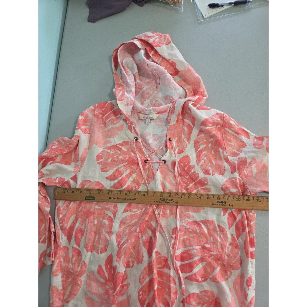 margaritaville hooded top linen large floral beach resort wear cruise - Picture 3 of 6